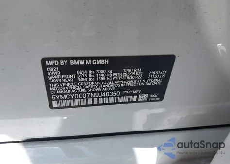 2022 BMW X6 M из США, поврежденный, VIN 5YMCY0C07N9J40350